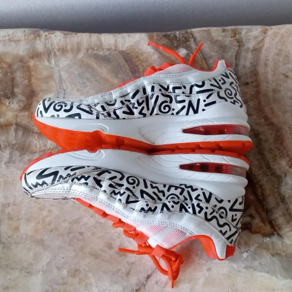 Nike Air Max 95 QS GS Shoes Cramoisi White Black Orange AH3808-100 Youth Size 5